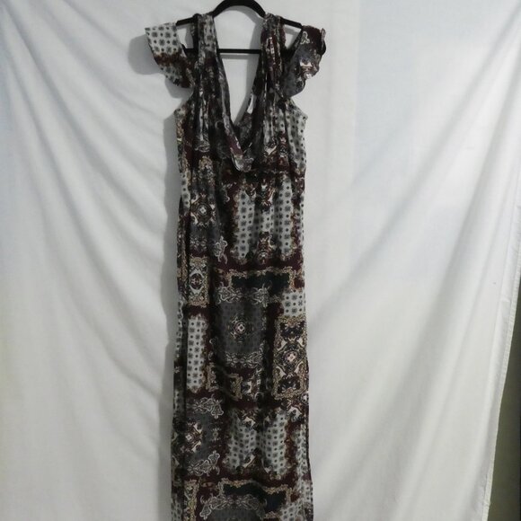 YAYA & CO | medium | Long V-Neck Maxi Dress With Open Shoulders | Short Sleeves - Picture 1 of 16